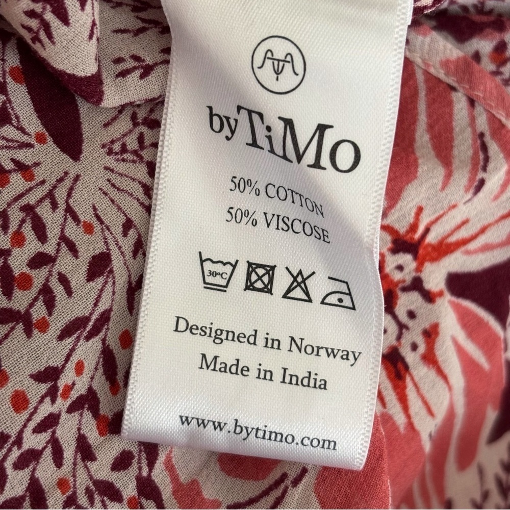 ByTiMo Pink Floral Smocked Blouse Small Summer Boho Luxe - Picture 8 of 9